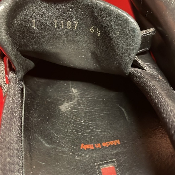 PRADA MENS’ BLACK LEATHER SLIP ON SHOES WITH BUCKLE (6.5) - Picture 7 of 13